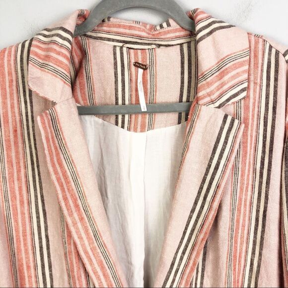 FREE PEOPLE | Simply Stripe Slouchy Boyfriend Style Blazer Linen Oversized Small - Picture 9 of 13